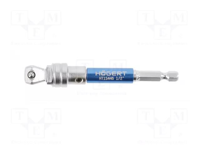 Adapter; Overall len: 100mm; Mounting: hexagon 1/4"/ square 1/2" HÖGERT TECHNIK HT1S446