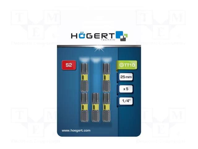 Screwdriver bit; Torx®; TX10; Kind: impact; Overall len: 25mm HÖGERT TECHNIK HT1S135