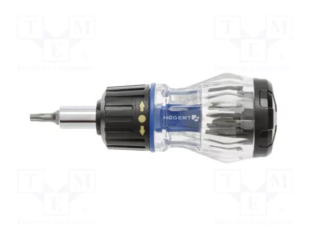 Kit: screwdriver; Kit: screwdriver bits,screwdriving grip; 9pcs. HÖGERT TECHNIK HT1S214