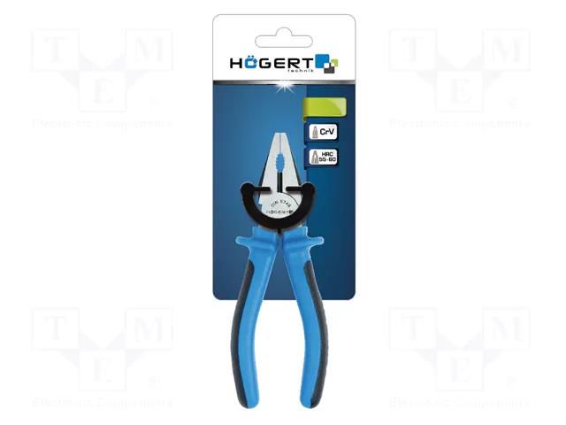 Pliers; universal; ergonomic two-component handles; 180mm HÖGERT TECHNIK HT1P008