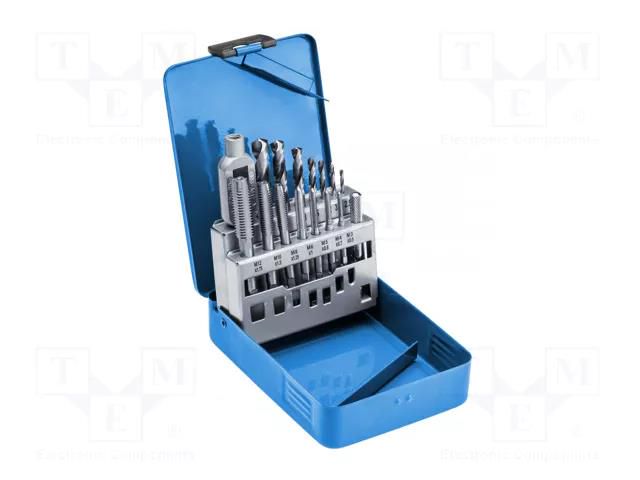 Kit: taps; Kit: taps,tap wrench,drill bits; 15pcs. HÖGERT TECHNIK HT3B581