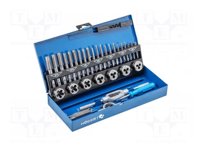 Kit: taps; Kind of holder: hand; Thread: M10,M12,M3,M4,M5,M6,M8 HÖGERT TECHNIK HT3B582