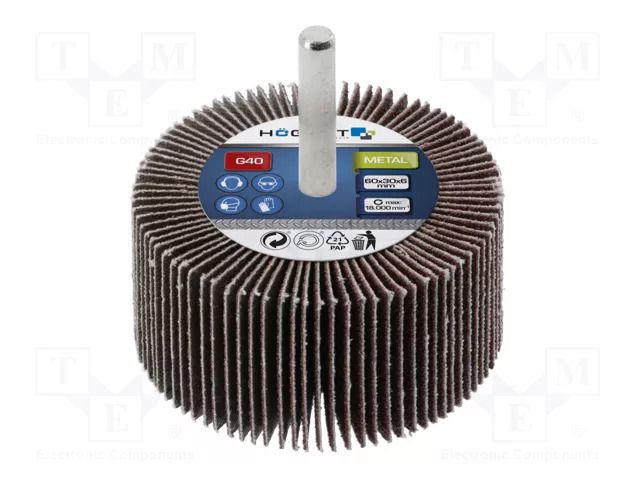 Grinding pin; Granularity: 40; Holder: plunger; 6mm; flap HÖGERT TECHNIK HT8D010