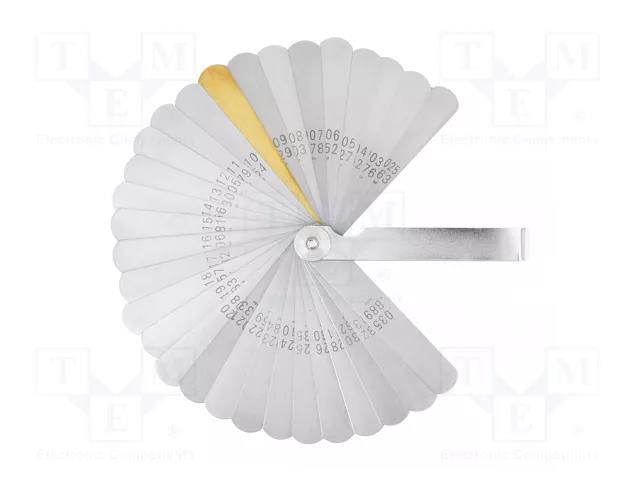 Metric feeler gauge; L: 75mm; Width: 13mm; 13pcs. HÖGERT TECHNIK HT8G331