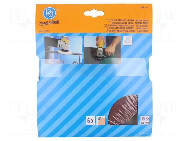 Sanding plate; Granularity: 60; fiber; Ø180mm; 6pcs. PG PROFESSIONAL PG-348.10