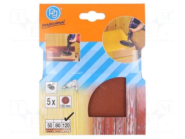 Sanding plate; Granularity: 120; Ø125mm; 5pcs. PG PROFESSIONAL PG-344.20
