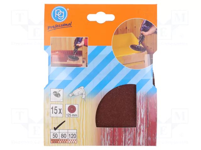 Sanding plate; Granularity: 50; Ø125mm; 5pcs. PG PROFESSIONAL PG-344.00