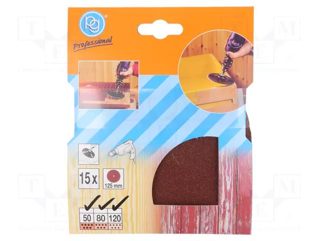 Sanding plate; Ø125mm; 15pcs. PG PROFESSIONAL PG-343.00