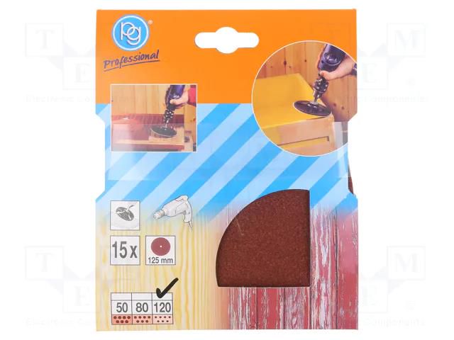 Sanding plate; Granularity: 120; Ø125mm; 15pcs. PG PROFESSIONAL PG-342.00
