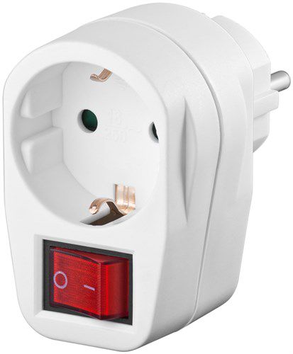 Protective Safety Socket with Switch, 16 A, white - two-pole disconnection, safety plug hybrid (type E/F, CEE 7/7) > safety socket (Type F, CEE 7/3) 94272