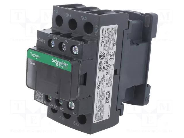 Contactor: 3-pole; NO x3; Auxiliary contacts: NO + NC; 48VDC; 32A SCHNEIDER ELECTRIC LC1D32ED