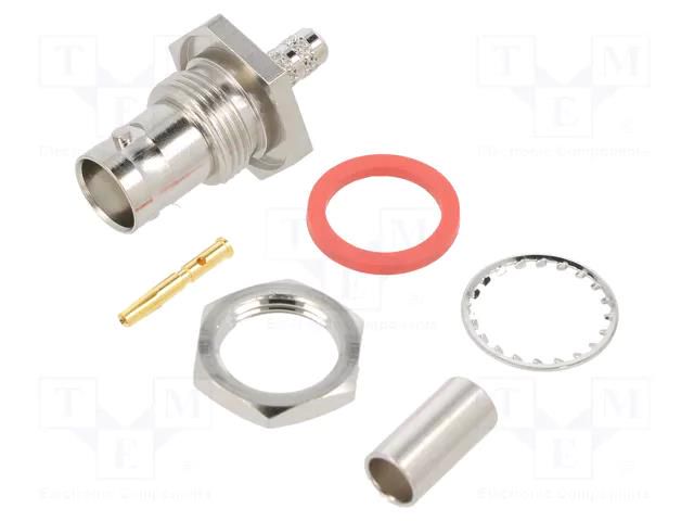 Connector: BNC; socket; female; straight; 50Ω; crimped; PTFE; brass AMPHENOL RF 112202