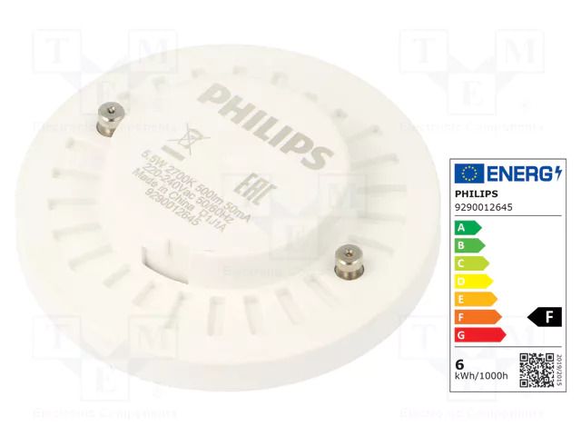 LED lamp; white warm; GX53; 230VAC; 500lm; 5.5W; 2700K; CRImin: 80 PHILIPS 77371700
