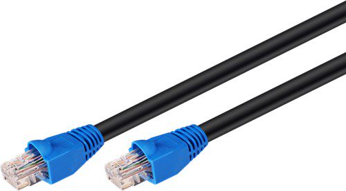 CAT 6 Outdoor Patch Cable, U/UTP, black, 10 m - copper-clad aluminium wire (CCA), double-layer cable jacket (PE) 94389