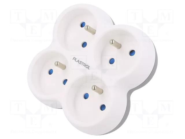 Connector: AC supply; splitter; 2P+PE; 250VAC; 16A; white PLASTROL W-99762