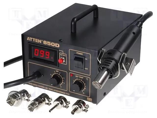 Station: hot air; digital,with knob; 280W; 100÷480°C; 3÷23l/min ATTEN AT850D