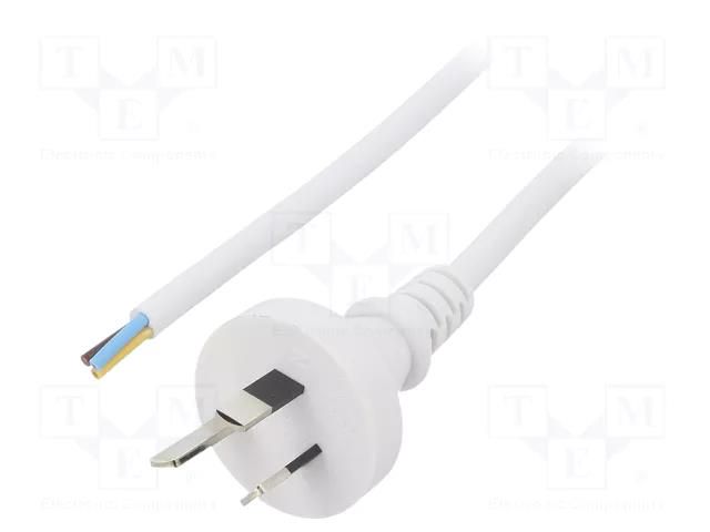 Cable; 3x1mm2; AS/NZS 3112 (I) plug,wires; PVC; 5m; white; 10A LIAN DUNG S27-3/10/5WH