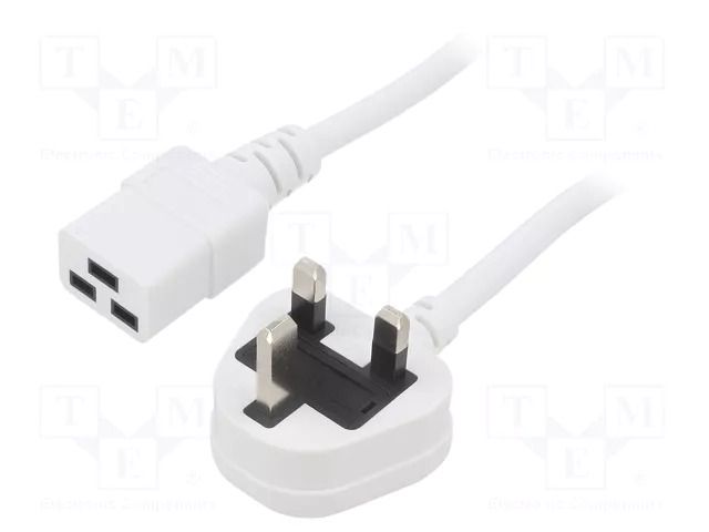 Cable; 3x1.5mm2; BS 1363 (G) plug,IEC C19 female; PVC; 1.8m; 13A LIAN DUNG SN317-3/15/1.8WH
