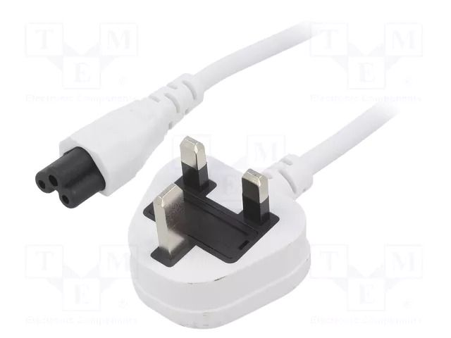 Cable; 3x0.75mm2; BS 1363 (G) plug,IEC C5 female; PVC; 1.8m; 3A LIAN DUNG SN33-3/07/1.8WH