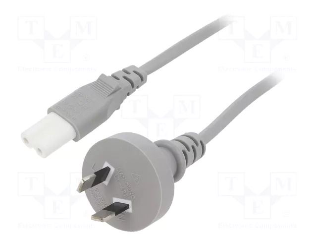 Cable; 2x0.75mm2; AS/NZS 3112 (I) plug,IEC C7 female; PVC; 1.8m LIAN DUNG SN34-2/07/1.8GY