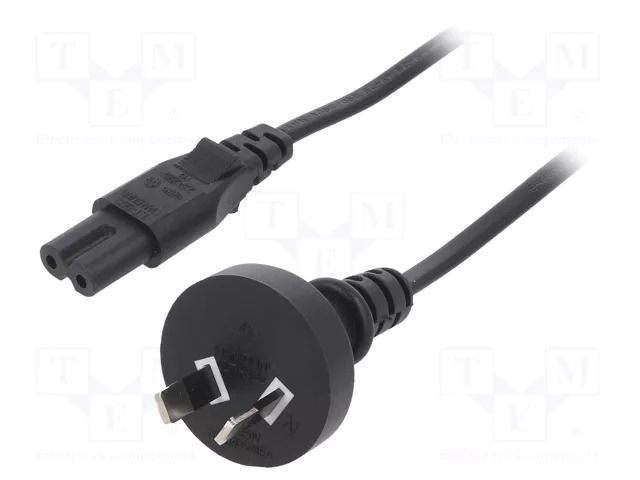 Cable; 2x0.75mm2; AS/NZS 3112 (I) plug,IEC C7 female; PVC; 3m LIAN DUNG SN34-2/07/3BK