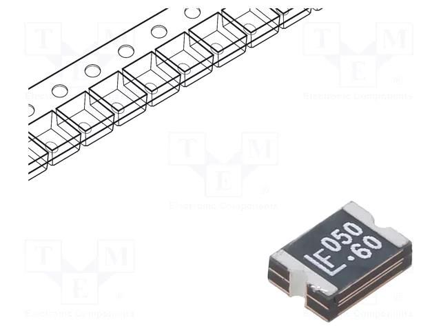 Fuse: PTC polymer; 500mA; 60V; 60VDC; quick blow; SMD; 1812L; 1812 LITTELFUSE 1812L050/60MR
