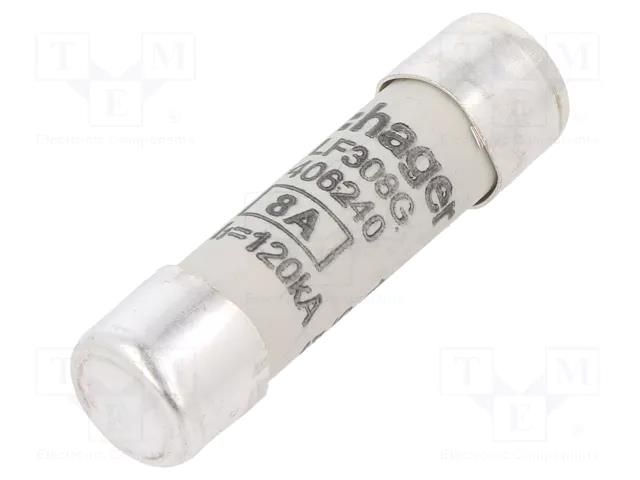 Fuse: fuse; 8A; 500VAC; gG; cylindrical,industrial; 10x38mm HAGER LF308G