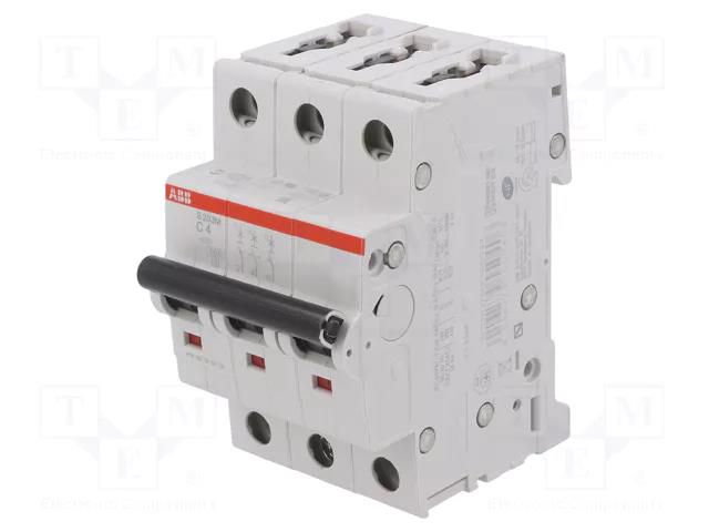 Circuit breaker; 400VAC; Inom: 4A; Poles: 3; for DIN rail mounting ABB S203M-C4