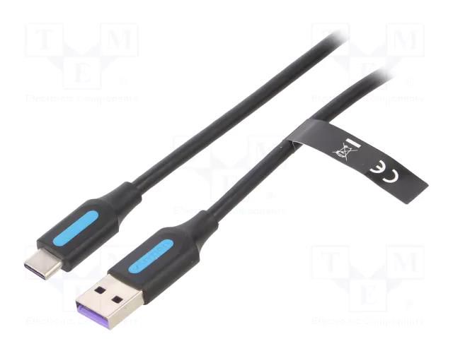 Cable; USB 2.0; USB A plug,USB C plug; 0.5m; black; 480Mbps; PVC VENTION CORBD