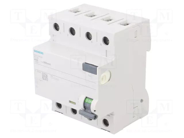 RCD breaker; Inom: 40A; Ires: 300mA; Poles: 3+N; 230/400VAC; IP20 SIEMENS 5SV3644-6