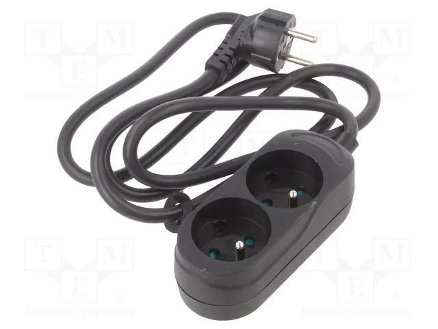 Extension lead; 3x1.5mm2; 1.5m; PVC; black; Sockets no: 2; 16A JONEX PS-270/1.5-1.5BK