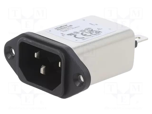 Connector: AC supply; socket; male; Inom: 3A; Ir: 310uA; 250VAC SCHAFFNER FN9222-3-06
