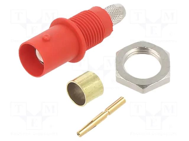 Connector: BNC; socket; red; on panel,screw,crimped STÄUBLI XBB-C59-22