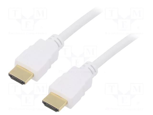 Cable; HDMI plug,both sides; PVC; 2m; white; HDCP 2.2,HDMI 1.4 Goobay GOOBAY-60907