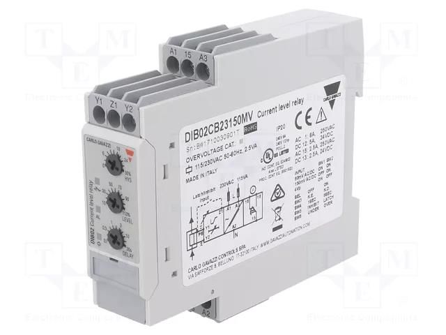 Current monitoring relay; AC/DC current; 115/230VAC; DIB; SPDT CARLO GAVAZZI DIB02CB23150MV