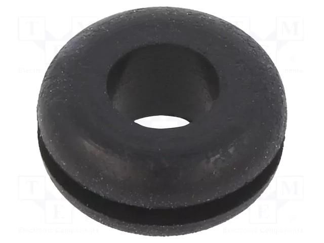 Grommet; Ømount.hole: 9.53mm; Øhole: 6.35mm; rubber; black KEYSTONE KEYS739