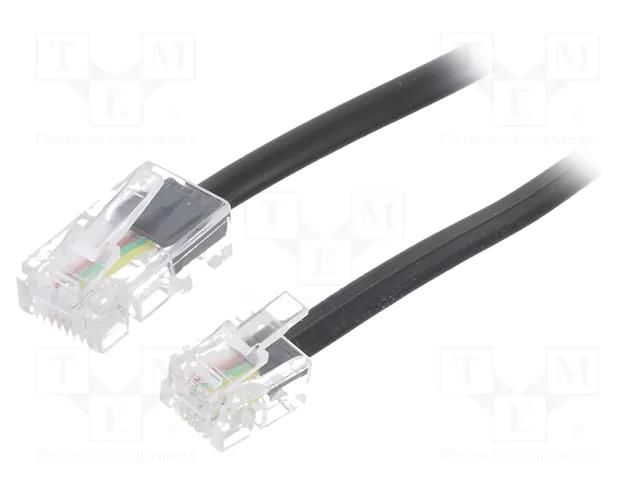 Cable: telephone; RJ11 plug,RJ45 plug; 10m; black Goobay TEL-RJ45/11-BK/10