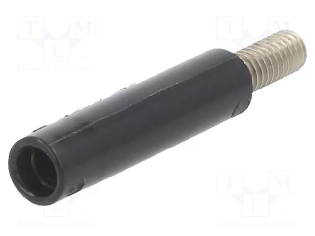 Connector: 4mm banana; adapter,socket; 32A; 600V; black; M4,screw STÄUBLI LB4-G/M4-21