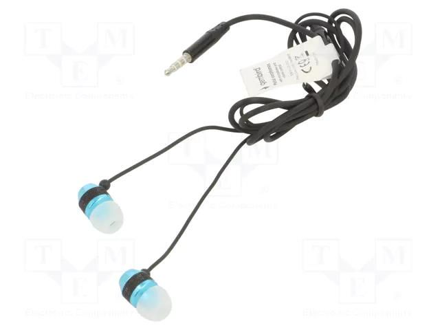 Headphones with microphone; black,blue; Jack 3,5mm; in-ear; 1.2m GEMBIRD MHS-EP-002