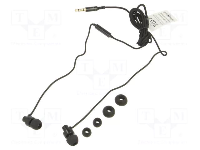 Headphones with microphone; black; Jack 3,5mm; in-ear; 1.2m; 32Ω GEMBIRD MHS-EP-CDG-B