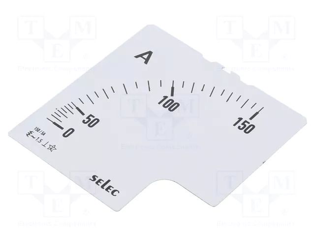 Scale; for analogue ammeter; I AC: 0÷150A; 90°; SCL-AM-I-3 SELEC SCL-AM-I-3-150/5A