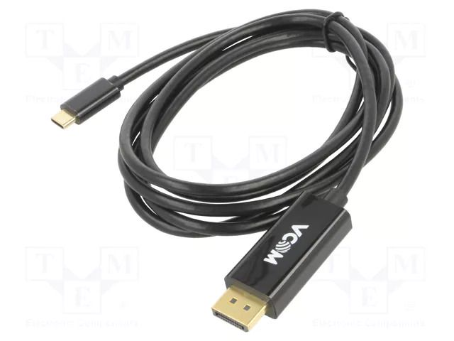 Adapter; USB 3.1; DisplayPort plug,USB C plug; gold-plated; 1.8m VCOM CU422C-1.8