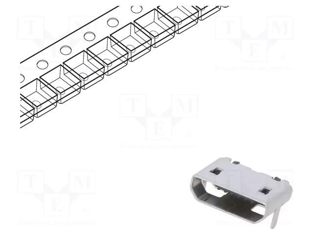 Connector: USB B micro; socket; SMT; PIN: 5; horizontal; USB 2.0 GCT USB3076-30-A