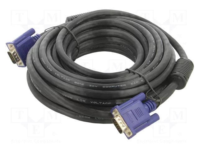 Cable; D-Sub 15pin HD plug,both sides; black; 10m; Øcable: 8mm VCOM CG341AD-10.0