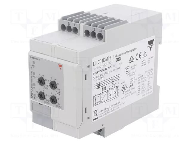 Voltage monitoring relay; for DIN rail mounting; DPC; SPDT x2 CARLO GAVAZZI DPC01DM69