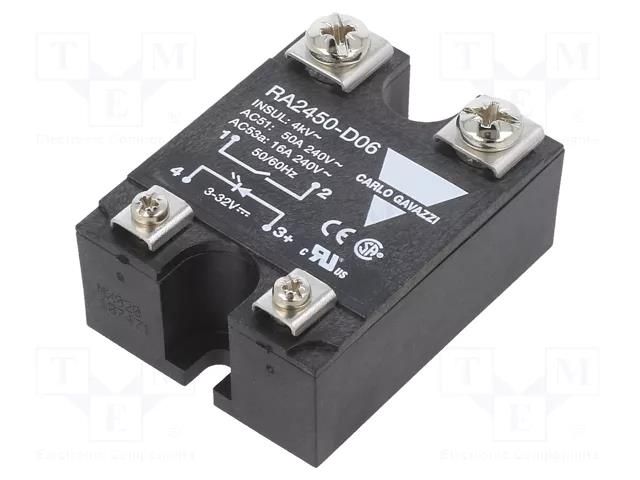 Relay: solid state; Ucntrl: 3÷32VDC; 50A; 24÷280VAC; RA24..06 CARLO GAVAZZI RA2450-D06