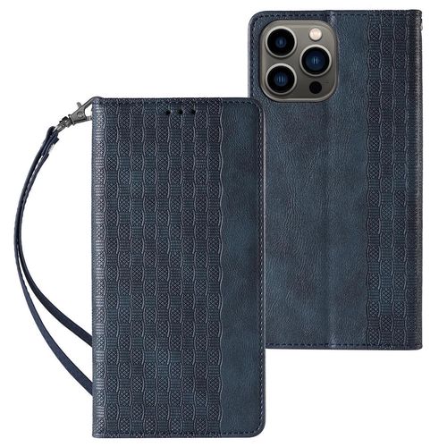 Magnet Strap Case Case for iPhone 13 Pro Pouch Wallet + Mini Lanyard Pendant Blue, Hurtel 5907769341946 5907769341946