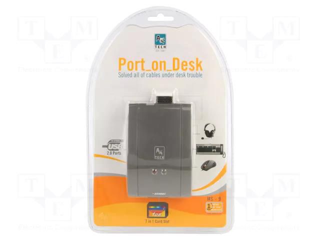 Hub USB; Jack 3.5mm socket x2,PS/2 socket x2,USB A socket x3 GEMBIRD A4-MS-9