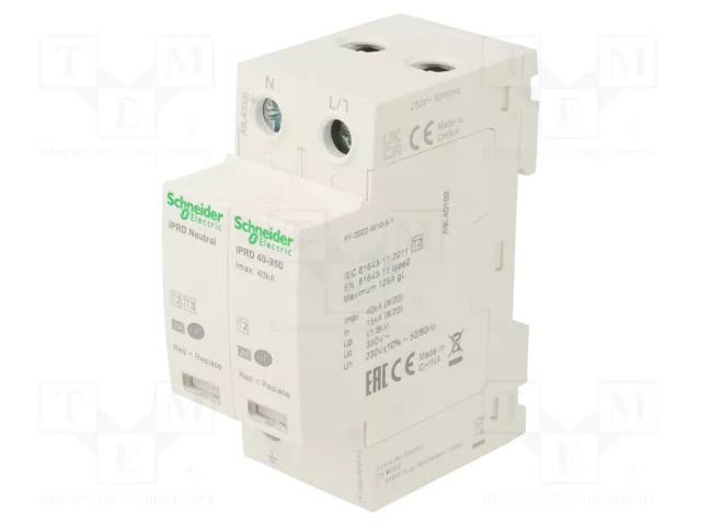Surge arrester; Type 2; Poles: 1+N; for DIN rail mounting; IP20 SCHNEIDER ELECTRIC A9L40500