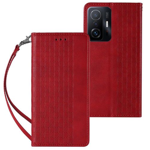 Magnet Strap Case Case for Xiaomi Redmi Note 11 Pro Pouch Wallet + Mini Lanyard Pendant Red, Hurtel 9145576250570 9145576250570